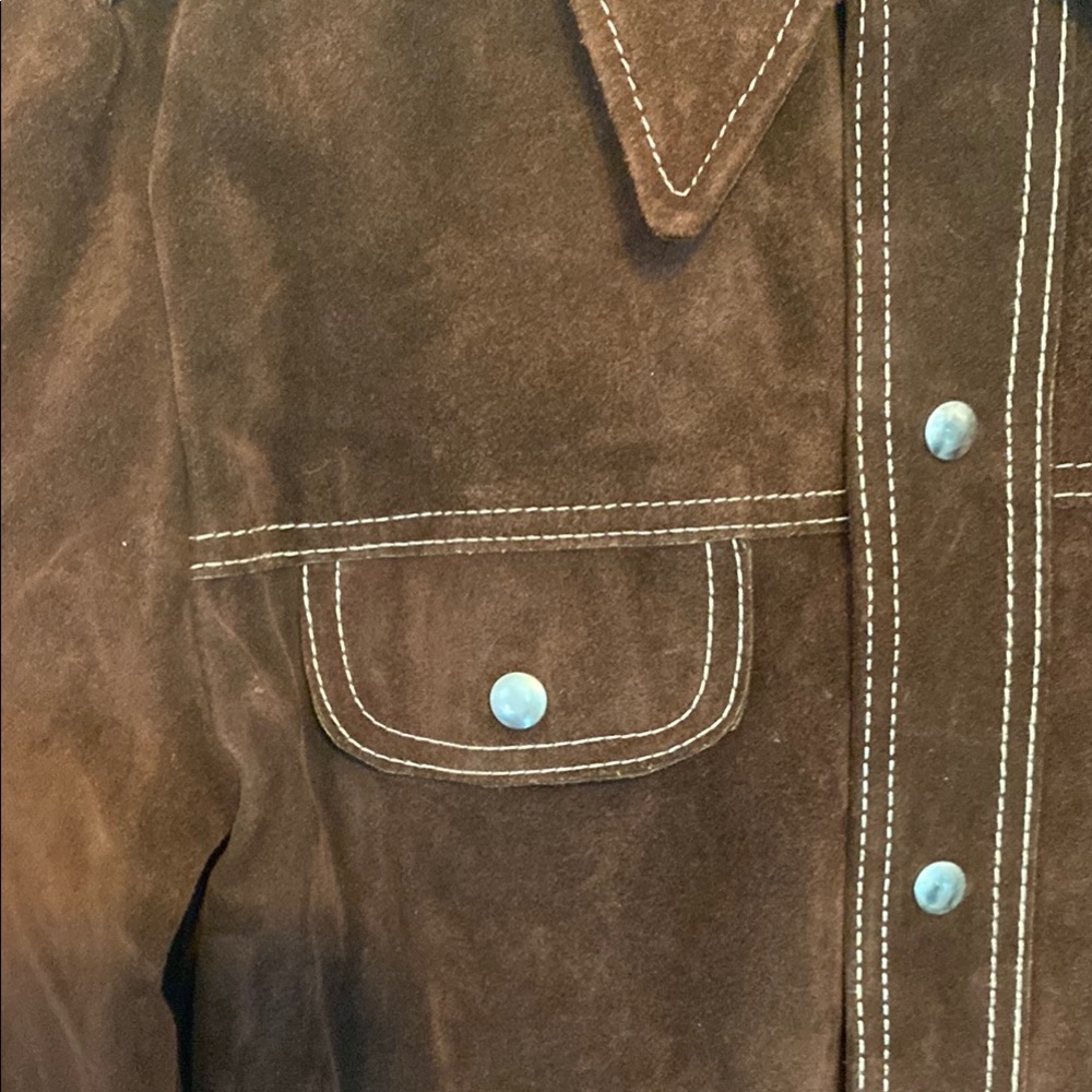 Vintage Roughout Leather Jacket Chore Coat brown suede sherpa lined size 40/M - Picture 2 of 10